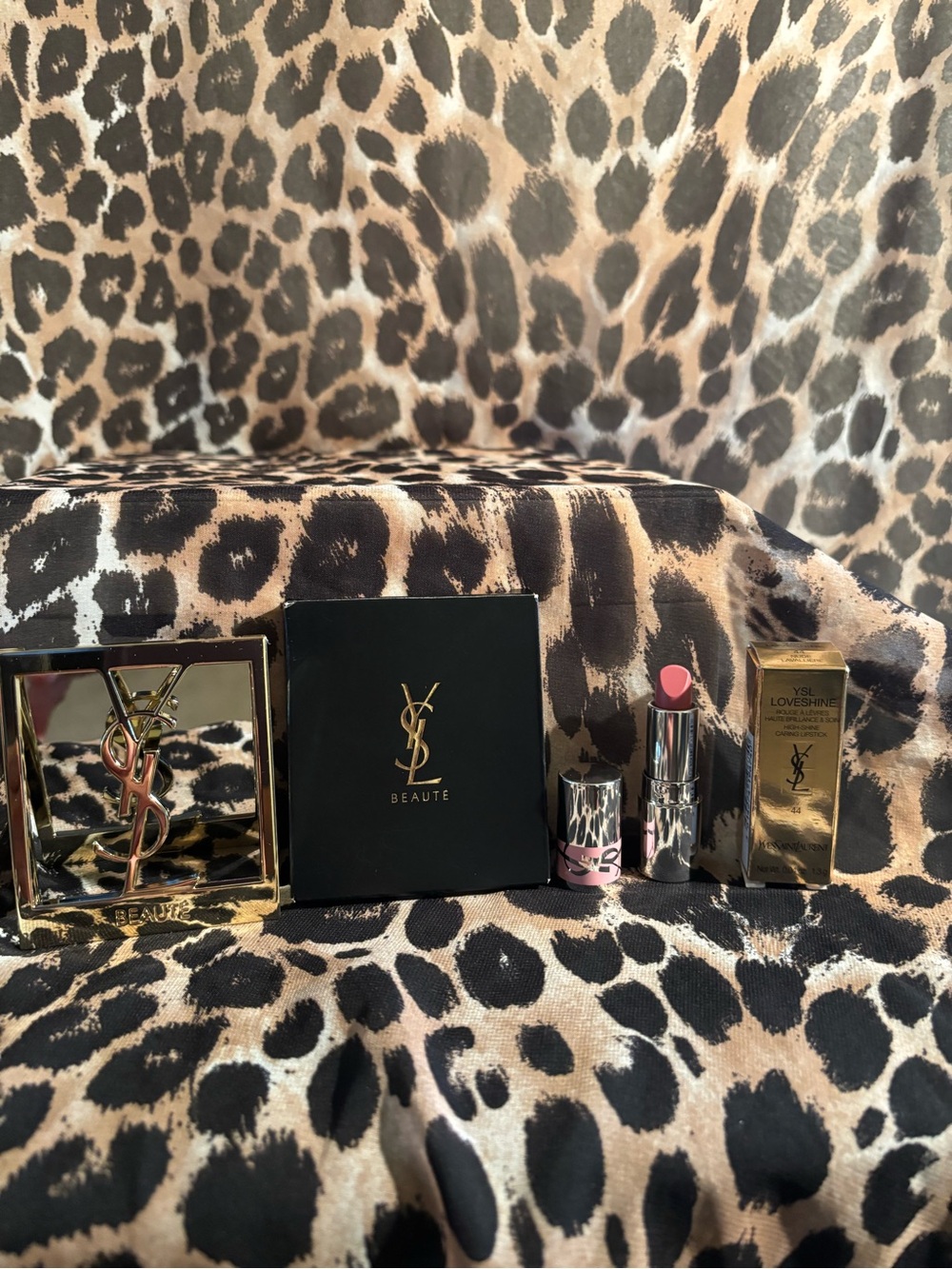 Yves Saint Laurent Pink Lipstick with Gold-Accented Compact Set